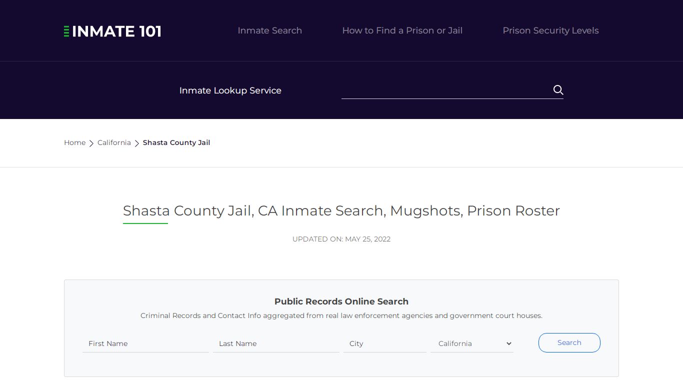 Shasta County Jail, CA Inmate Search, Mugshots, Prison ...